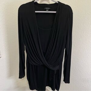 White House Black Market Black Drape Blouse